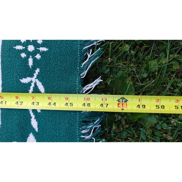 Vintage Winter Tapestry Throw Blanket Green White Christmas Deer Cabin Decor - Picture 7 of 8